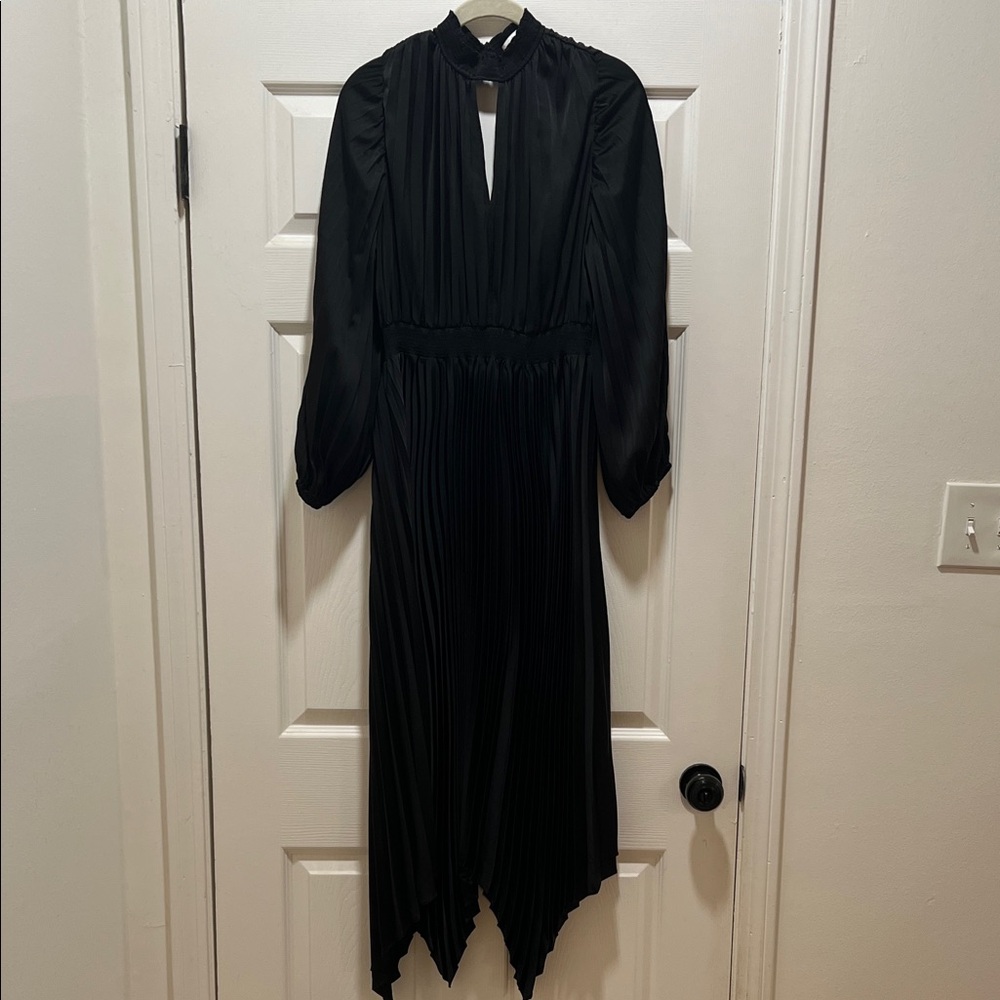 Petal & Pup Silk Pleated Black Dress